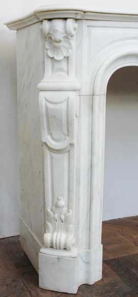Камин Людовик XV  из белого мрамора-7
