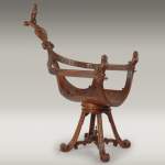 Итальянская работа второй половины 19го века.  Кресло с совами, изготовленное из орехового дерева.