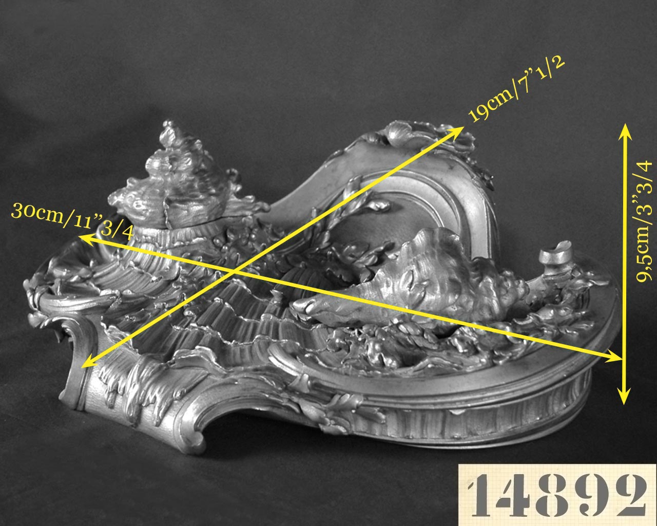 Франсуа ЛИНК (1855-1946) и Леон МЕССАЖЕ (1842-1901) (приписано работе) – «Море», Чернильница из позолоченной бронзы.-4