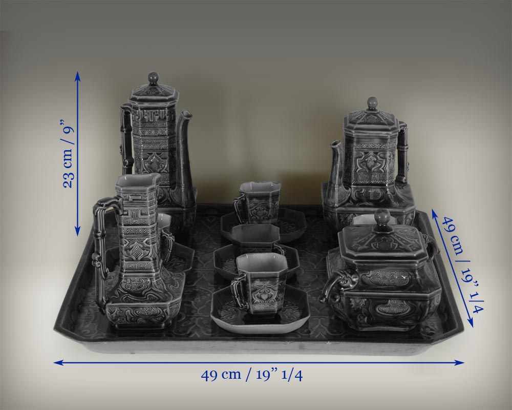 ФАЯНСОВЫЕ МАСТЕРСКИЕ ШУАЗИ ЛЕ РУА, кофейный и чайный сервиз в стиле ориентализма. -6