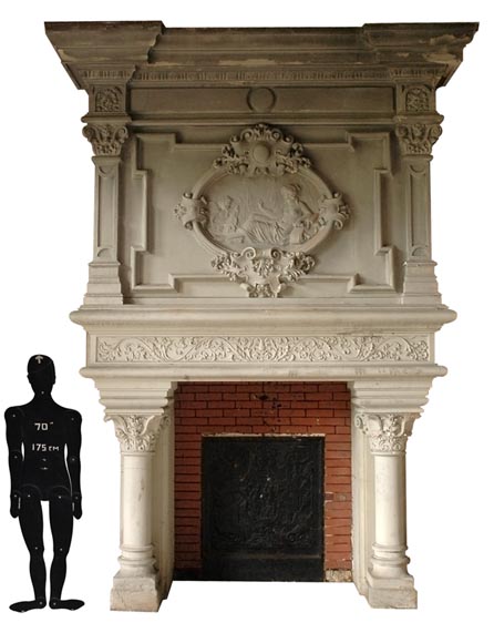 Monumental antique Neo-Renaissance style stone mantel coming from the Chateau of Montgeon_ru