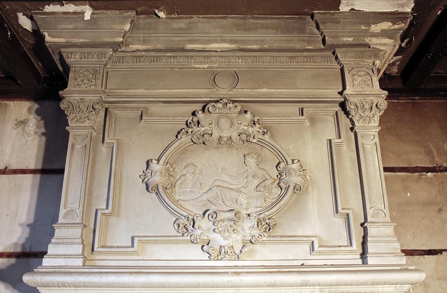Monumental antique Neo-Renaissance style stone mantel coming from the Chateau of Montgeon_ru