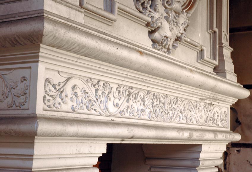 Monumental antique Neo-Renaissance style stone mantel coming from the Chateau of Montgeon_ru