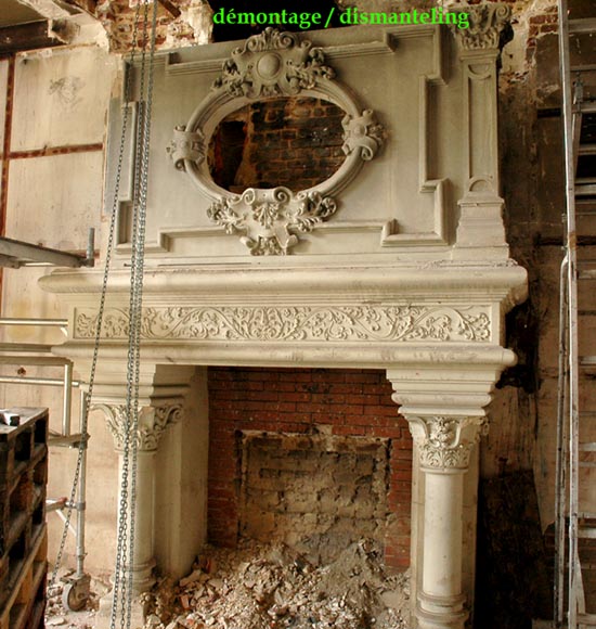 Monumental antique Neo-Renaissance style stone mantel coming from the Chateau of Montgeon_ru