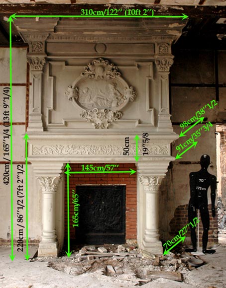 Monumental antique Neo-Renaissance style stone mantel coming from the Chateau of Montgeon_ru