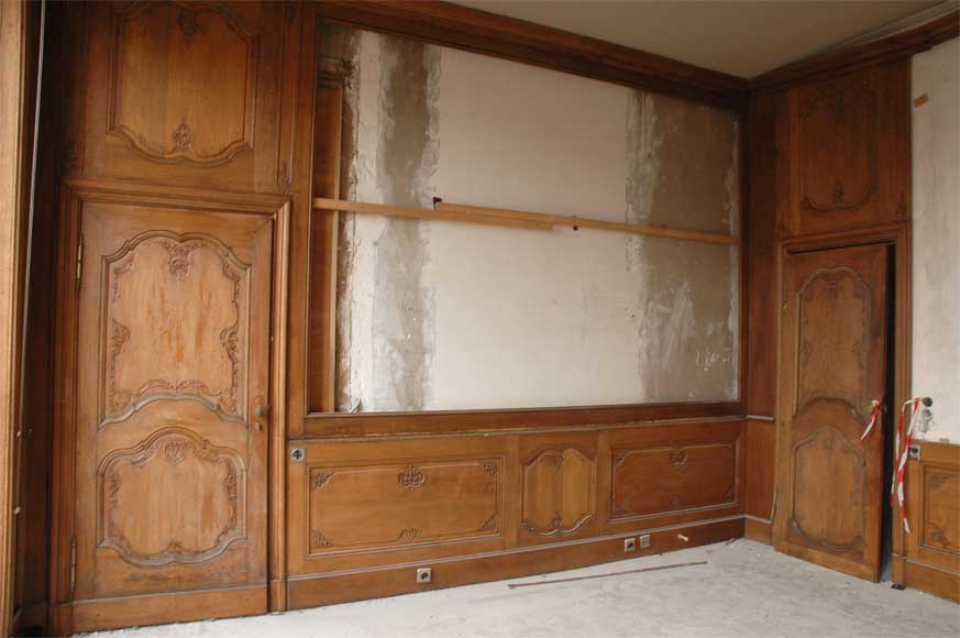 Деревянный декор комнаты в стиле Людовика XV, изготовленный в начале 20го века из дуба.-0