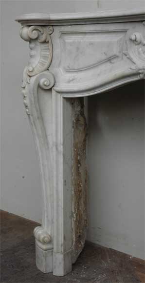 Камин в стиле Людовика XV, изготовленный из каррарского мрамора в 19м веке.-4