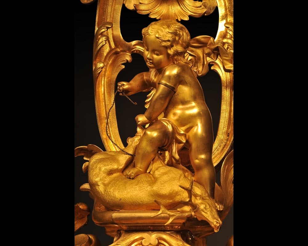 Генрих Удебин (мастер по бронзе)  Демэ (скульптор) «Амур на охоте»   Пара канделябров, представленных на Всемирной Выставке 1855го года.-2