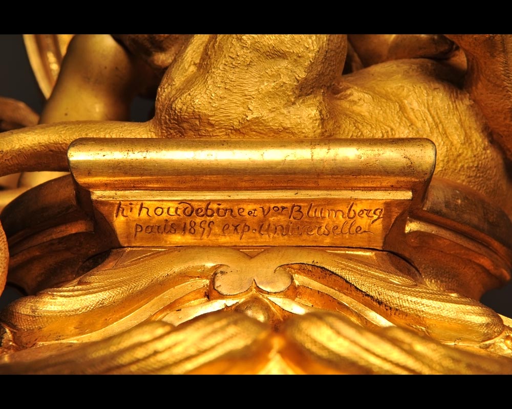 Генрих Удебин (мастер по бронзе)  Демэ (скульптор) «Амур на охоте»   Пара канделябров, представленных на Всемирной Выставке 1855го года.-5