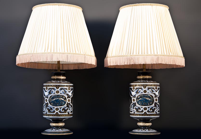Эдуард ДАММУС – Пара ламп в стиле Нео-Ренессанс, датированных 1885 годом.-0