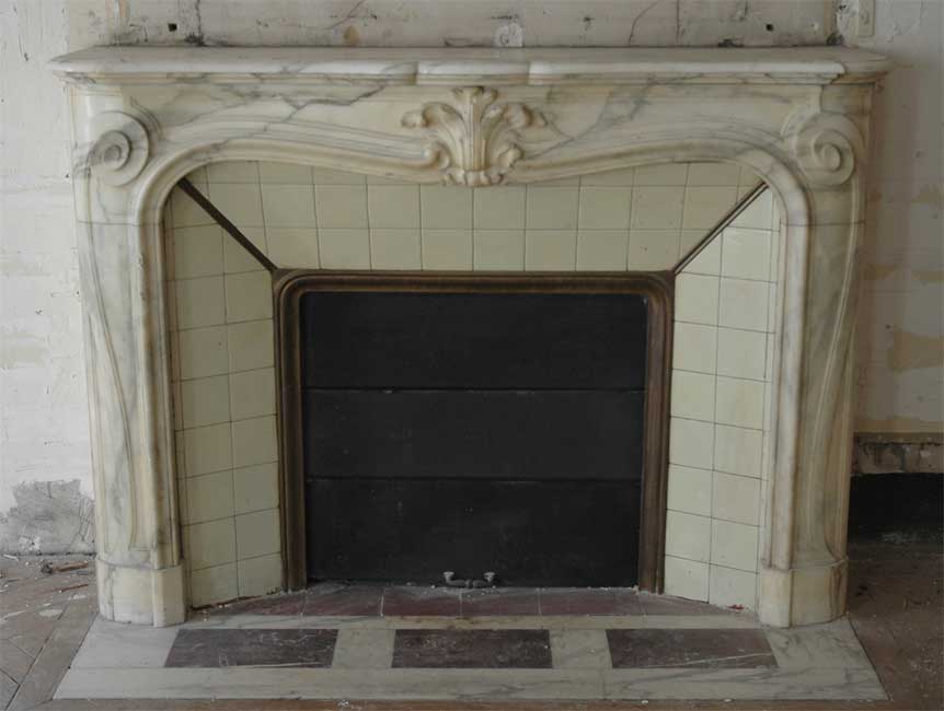 Antique Louis XV style fireplace in a Grey Panazeau marble_ru