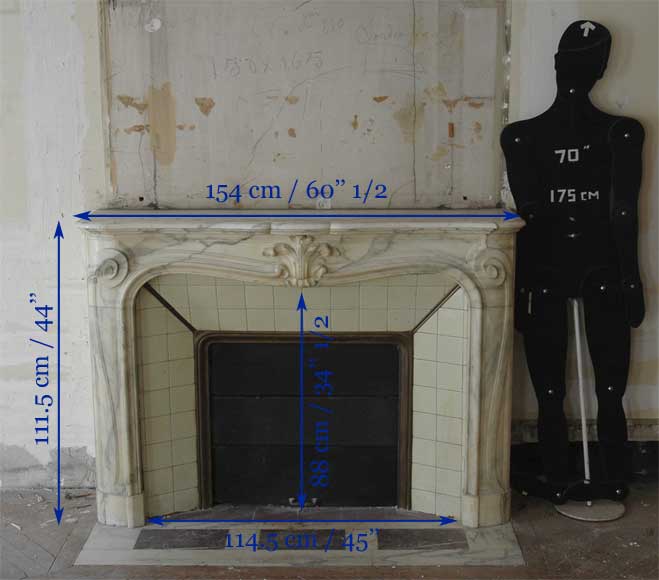 Antique Louis XV style fireplace in a Grey Panazeau marble_ru