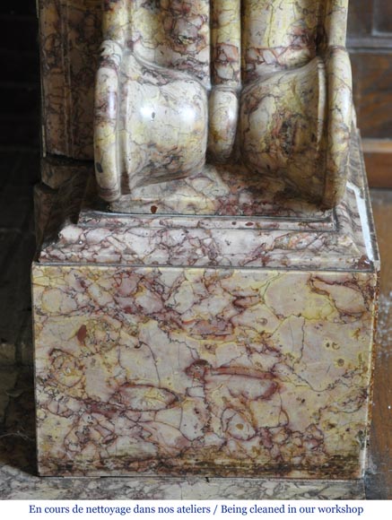 Красивый старинный камин в стиле эпохи Луи-Филипа, изготовленный из мрамора брокатель. -10
