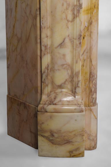 Старинный камин в стиле Людовика XV, изготовленный из мрамора Breccia Nuvolata, украшенный тремя раковинами.-5