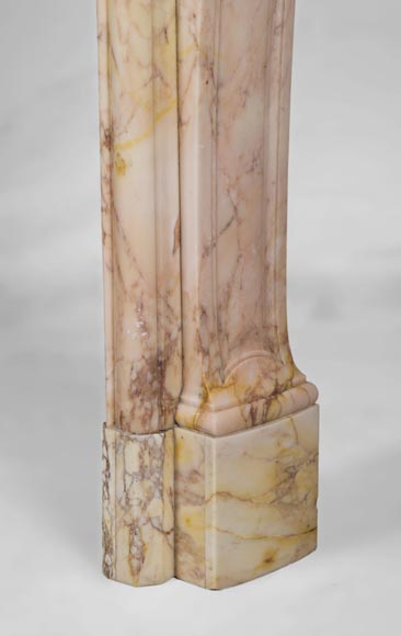 Старинный камин в стиле Людовика XV, изготовленный из мрамора Breccia Nuvolata, украшенный тремя раковинами.-8