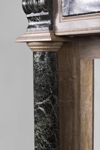 Старинный камин в стиле Наполеона III с колоннами из мрамора Vert de Mer.-4