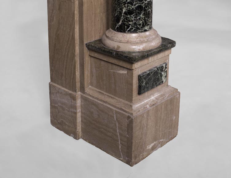 Старинный камин в стиле Наполеона III с колоннами из мрамора Vert de Mer.-5