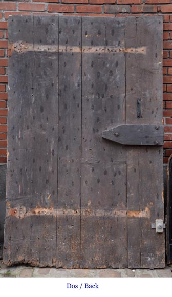 Редкая старинная дубовая дверь из планок, обшитых гвоздями, 18 век.-7